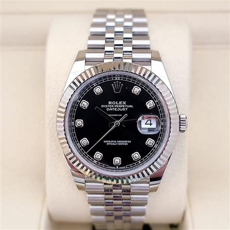 rolex datejust black face diamond dial|rolex datejust 41mm black face.